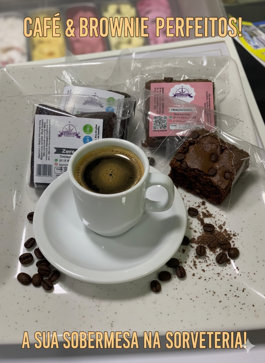 Café expresso acompanhado de brownie